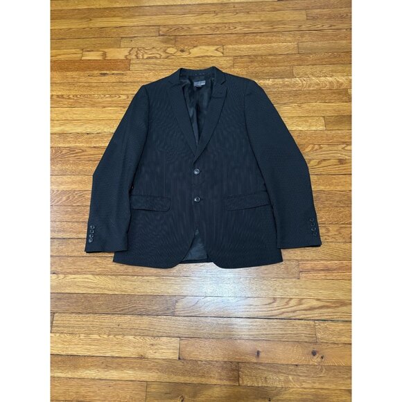 H&M Men's Blazer Jacket Size 38R Black w/ Gray Pinstriped 2 Button Sport Coat - Picture 1 of 6